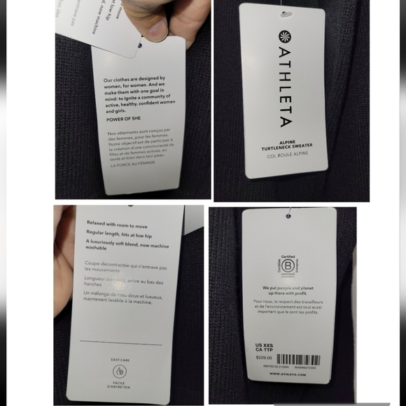 ATHLETA Wool Cashmere Alpine Turtleneck Sweater In Black Size XXS - Picture 14 of 15